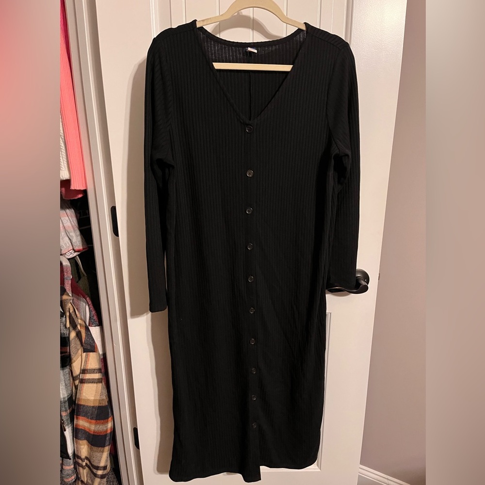 Button Down Black Dress